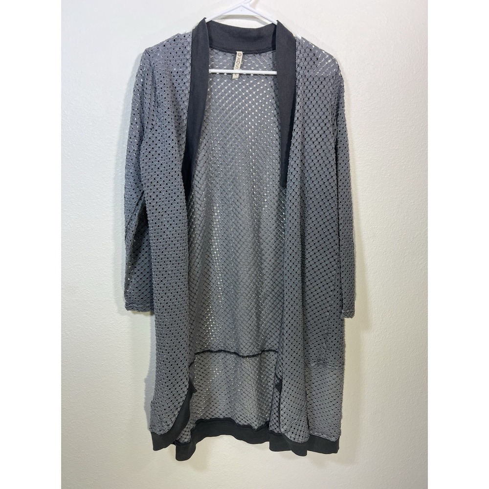 XCVI Womens Cardigan Top Size XL Gray Open Artsy Lagenlook